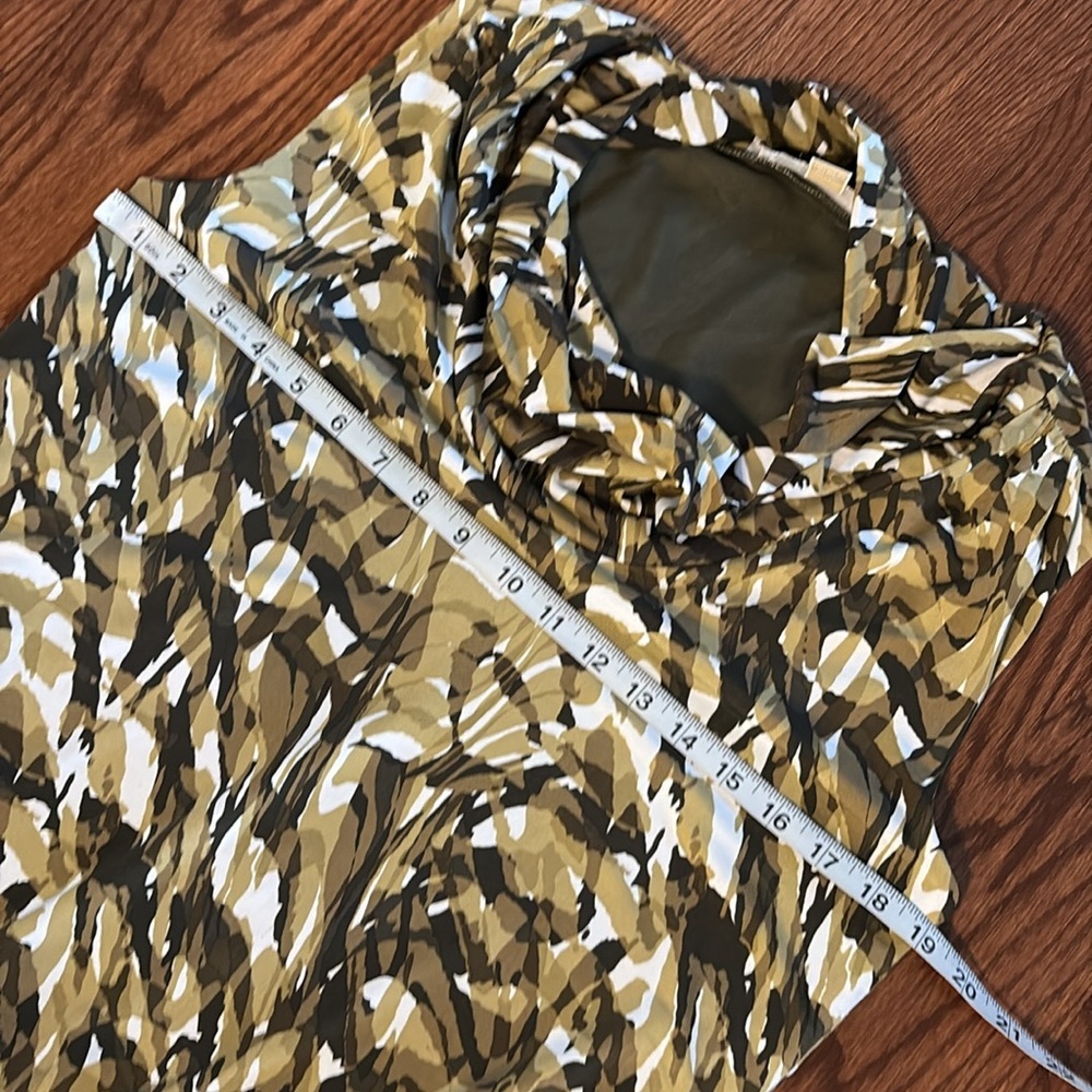 Michael Kors women’s camo green print jersey mini dress sleeveless cowl neck Med - Picture 7 of 13
